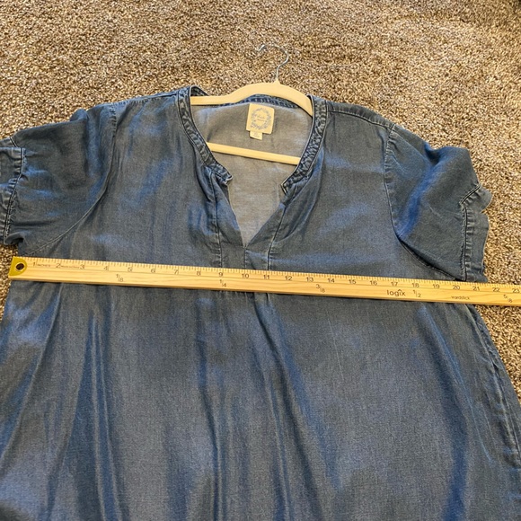 Blue Rain Denim V Neck Tie Front Top - Picture 6 of 7